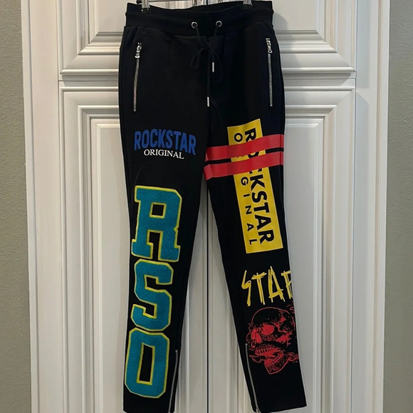 Rockstar Black track jogging pants size Small Streetwear - Picture 1 of 16